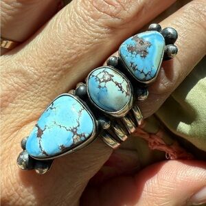 Golden Hills  turquoise Navajo native ring size 7